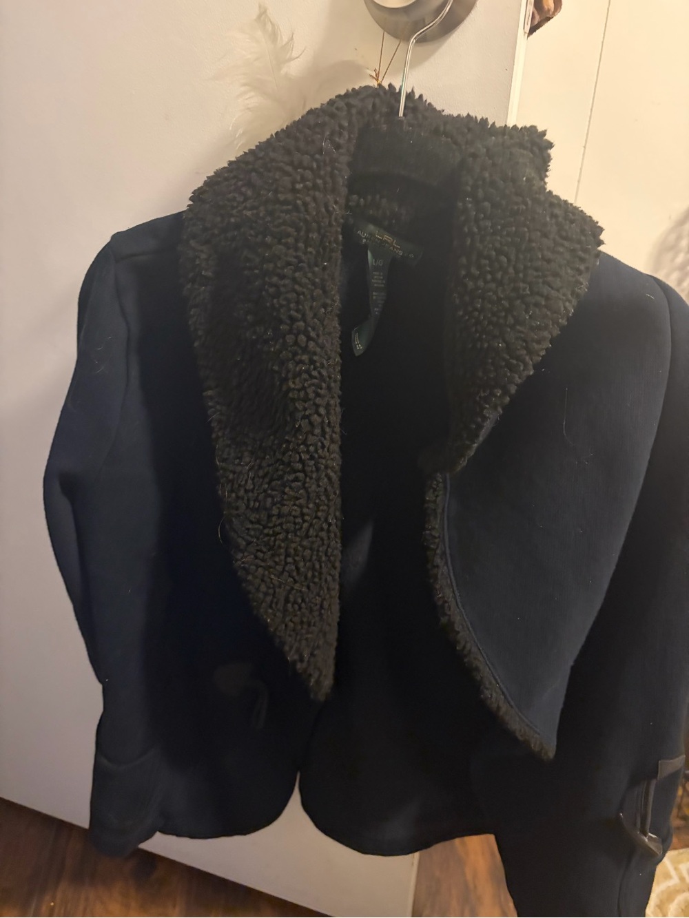 Woman black Jacket with Black Sherpa Collar